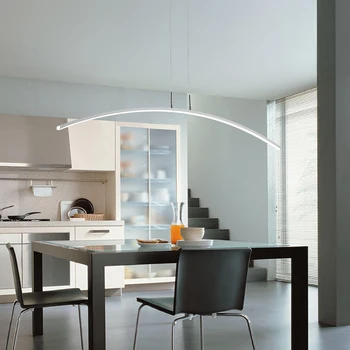 Модерен минималистичен окачен лампа, маса за Хранене, Кафе Бар, скандинавски дизайн дълга подвесная лампа черно-Бял окачен лампа 1