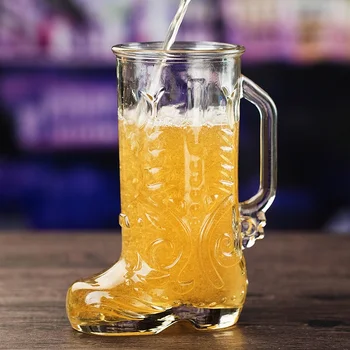 Разливная една чаша ботуши чаша с много дебела сок стъклен бар-часова KTV с творческа личност стъклена по халба LB030601 1