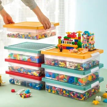 Детски Строителни Блокчета Кутия За Съхранение Пластмасов Контейнер Разделители Сменяеми Капаци Органайзер За Съхранение На Играчки Скоростна Organizador Домашни Джаджи 1