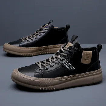 Topvivi/Модерни обувки, които на ръст, 2022, мъжки обувки, кожени мъжки маратонки-Високо качество на дантела, луксозни мъжки обувки на плоска подметка 1
