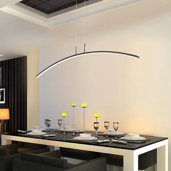 Модерен минималистичен окачен лампа, маса за Хранене, Кафе Бар, скандинавски дизайн дълга подвесная лампа черно-Бял окачен лампа 2