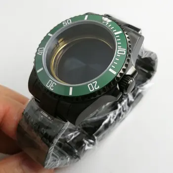 Корпус часовник с PVD покритие от 40 мм с Зелен Безелем от Сапфир стъкло, Подходящ за ЕТА 2836 Механизъм MIYOTA 2