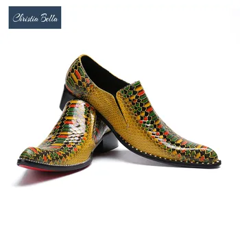Christia Bella/ Модни мъжки Обувки на британския стил, мъжки лоферы за партита и Сватби от естествена кожа, Лятото Дишащи обувки на плоска подметка